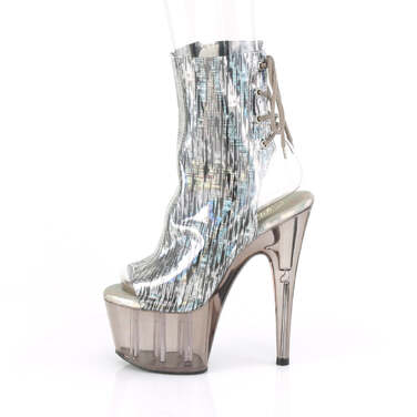 Ботильоны Adore-1018HCT *Каблук 7 дюймов, высота 2 3/4 дюйма, тонированный PF, открытый носок, молния сбоку, прозрачный/серый
