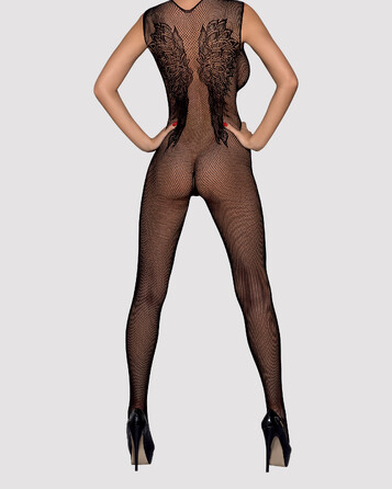 Комбинезон Obsessive c рисунком крыльев Bodystocking N112, черный, S\M