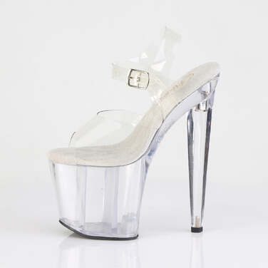 Босоніжки Razzle-808 на підборах 8 дюймів, босоніжки з ремінцем на щиколотці 3 1/2 дюйма, прозорі