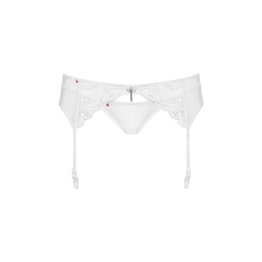 Пояс для чулок с трусиками Obsessive Charms белый, L/XL