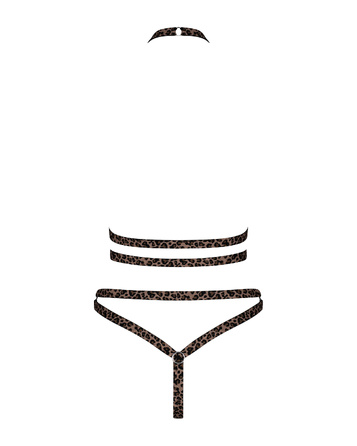 Боди с открытым бюстом Obsessive Tigrita леопардовый принт, XL/2XL