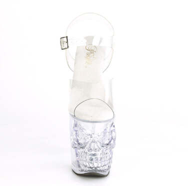 Босоножки Rapture-808, каблук 8 дюймов, ремешком на щиколотке с косточкой в виде черепа шириной 4 дюйма, прозрачные