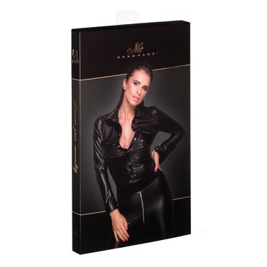 Блузка из винила с мокрым эффектом Noir Handmade F227 черная, XL