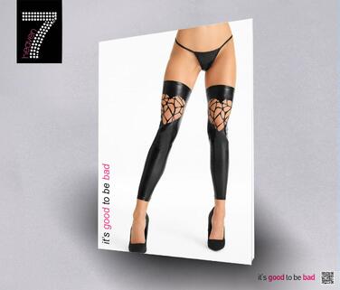 Сексуальні панчохи із лакованої тканини S532 S/M, чорні