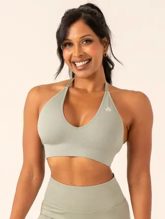 Топ Ryderwear Lift Rib Seamless Halter Sports Bra - Sage
