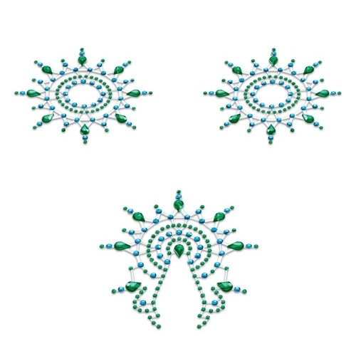 Украшения для груди и бикини со стразами Gloria Petits Joujoux, зелено-голубые