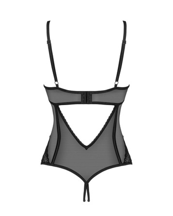 Боди с открытым доступом Serena Love crotchless teddy, черный, XS/S