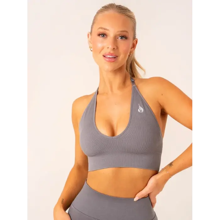 Топ Ryderwear Lift Rib Seamless Halter Sports Bra - Charcoal