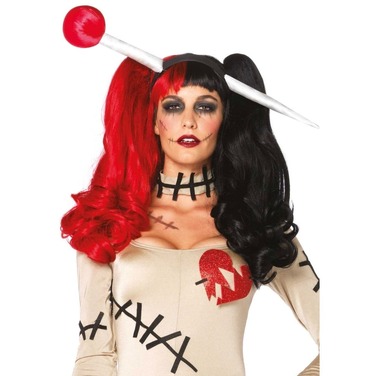 Перука Арлекіно з хвостиками Leg Avenue Harlequin чорно-червоний