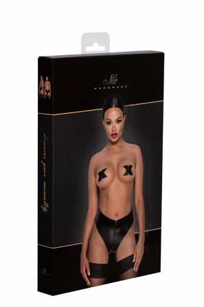 Сексуальные виниловые трусики с молнией Noir Handmade F260 черные, M