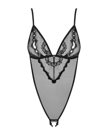 Сексуальне напівпрозоре боді Obsessive Millagro з відкритим доступом, чорне, L/XL
