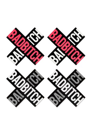 Пестисы Peekaboos черные с белой и красной надписью 'ВАD ВІТСН' 2 пары