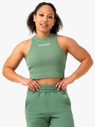 Майка Sideline Rib Crop Tank - Forest Green