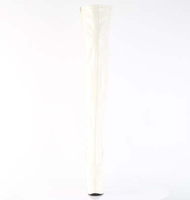 Чоботи Adore-3000 на підборах 7 дюймів, еластичні черевики до стегна 2 3/4 дюйма з PF, блискавка збоку, білі лаковані