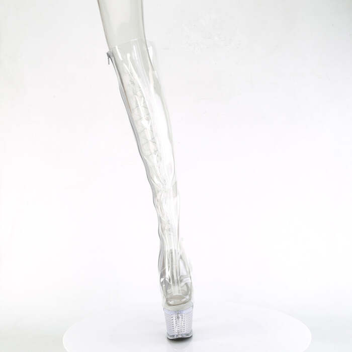 Чоботи Spectator-3019C *7-дюймовий каблук, 3-дюймовий текстурований відкритий носок/каблук з ефектом візерунка, блискавка збоку, прозорі