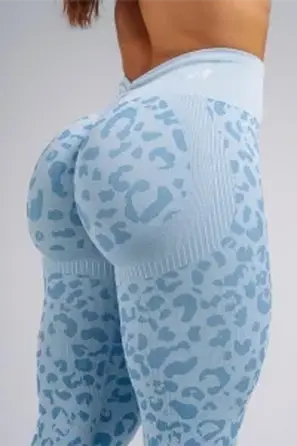 Компрессионные легинсы Nebbia Push-Up с леопардовым принтом PRIMAL Blue Leopard 849