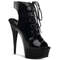 Ботильоны Pleaser Delight-600-20, каблук 6 дюймов, PF 1 3/4 дюйма, открытый носок, шнуровка сзади спереди, черные