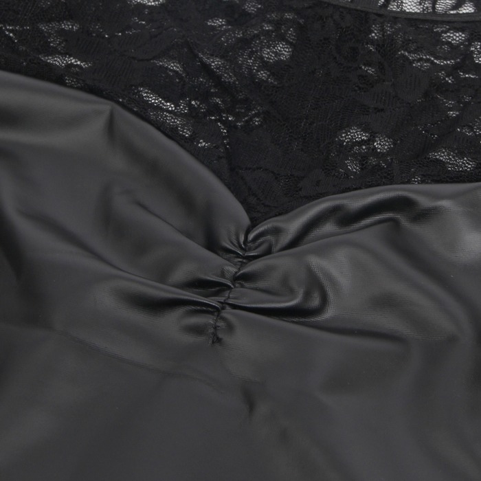 Платье с кружевом Star Night с имитацией кожи, черное, S