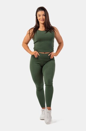 Легінси Organic Cotton Ribbed High-Waist Leggings 405 Dark Green