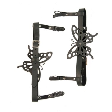 Подвязка для чулок с бабочкой Candy Hero 'модель S10B' черная, экокожа, ручная работа