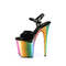 Босоніжки Pleaser Flamingo-809RC *8 дюймів на підборах, 4 дюйми з хромованим ремінцем на щиколотці, чорні/різнокольорові