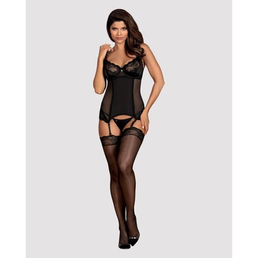Комплект Obsessive Amallie корсет та стрінги L/XL