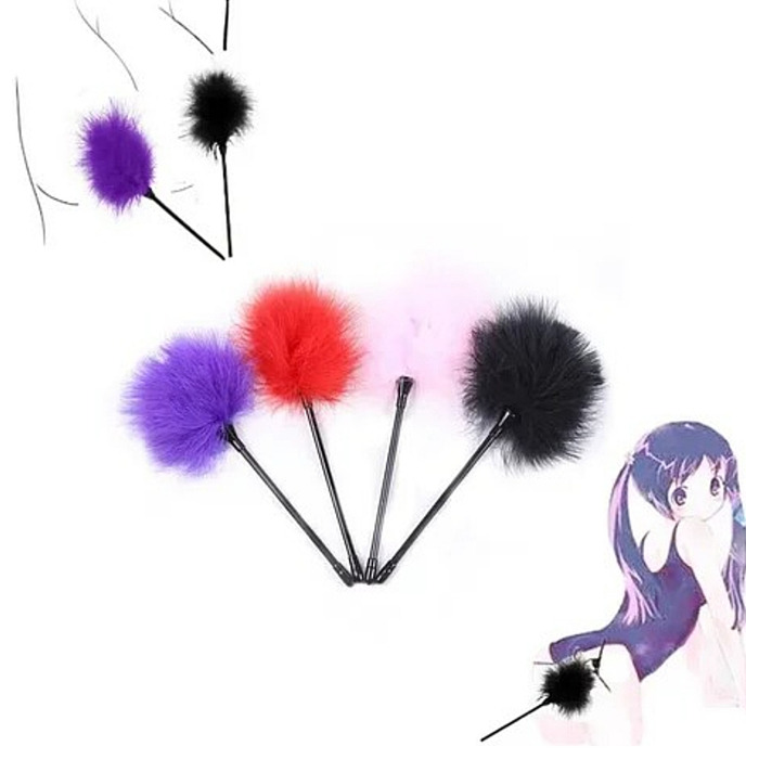 Перышко красное DS Fetish на длинной ручке, 40 см