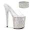 Шлепанцы Pleaser Bejeweled-812RS, каблук 8 дюймов, 4-дюймовые шлепанцы с декором PF RS и подходящим манжетом, прозрачные/серебристые