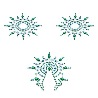 Украшения для груди и бикини со стразами Gloria Petits Joujoux, зелено-голубые