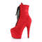 Чоботи Pleaser Adore-1020FS *7 дюймів на підборах, 2 3/4 дюйма на шнурівці, блискавка збоку, червона штучна замша