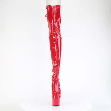 Чоботи Adore-3850 *7 дюймів на підборах, 2 3/4 дюйма з еластичною шнурівкою ззаду, блискавка збоку, червоний еластичний лак