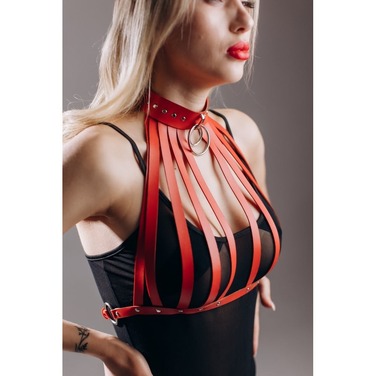 Бюстгалтер Candy Hero 'L-28', екошкіра, ручна робота, червоний