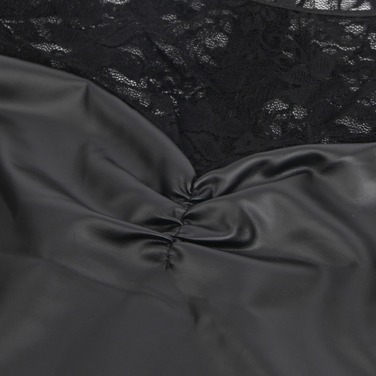 Платье с кружевом Star Night с имитацией кожи, черное, S