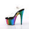 Босоніжки Pleaser Adore-708RC **7-дюймовий каблук, 2 3/4-дюймовий хромований ремінець на щиколотці з PF, прозорий/різнокольоровий**
