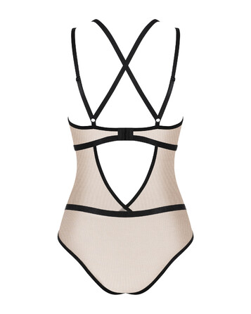 Боди с контрастными полосами Obsessive Nudelia teddy S/M