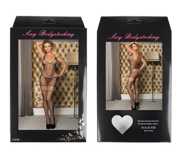 Платье в крупную сетку Star Night с цельнокроеными чулками, черный