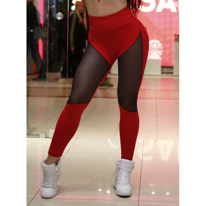 Легінси SUPERHOT CAL969 червоні з сіткою для танців