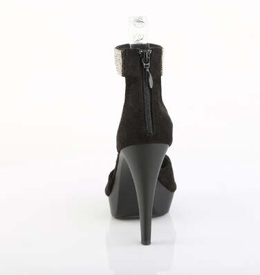 Босоножки Cocktail-525, каблук 5 дюймов, PF d'Orsay, босоножкии с RS, молния сзади, чёрная искусственная замша