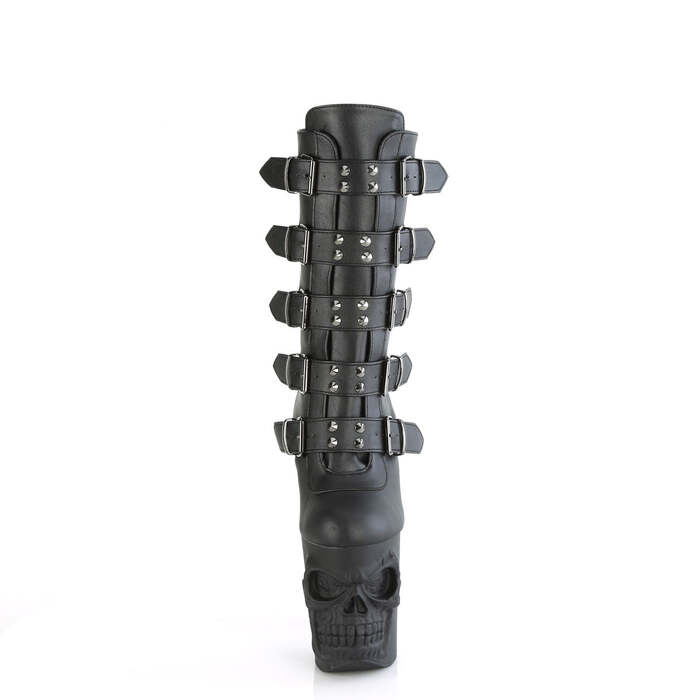 Сапоги Rapture-1052BK *8-дюймовый каблук-косточка, 4-дюймовый ботинок с черепом и PF, молния внутри, чёрная искусственная кожа/чёрный