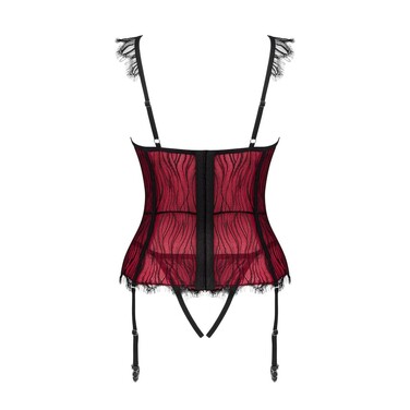 Корсет з відкритими грудьми Obsessive DENISSA та трусиками в комплекті, M/L