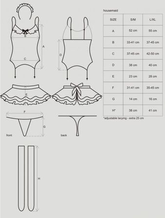 Костюм горничной Obsessive Housemaid S/M черно-белый
