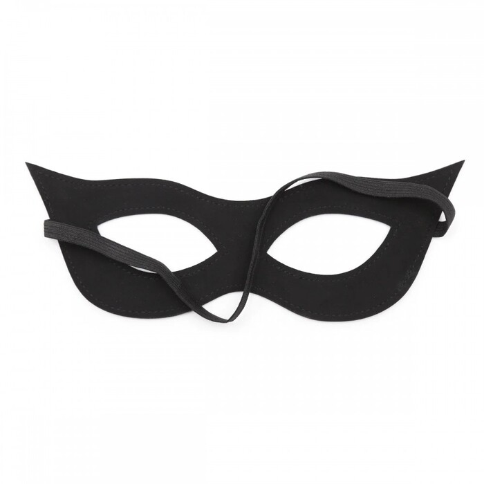 Маска на глаза с разрезами, кожзам, черная