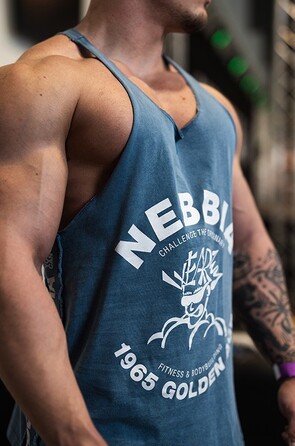 Майка Nebbia Washed Muscle Back Stringer GOLDEN AGE Blue 791