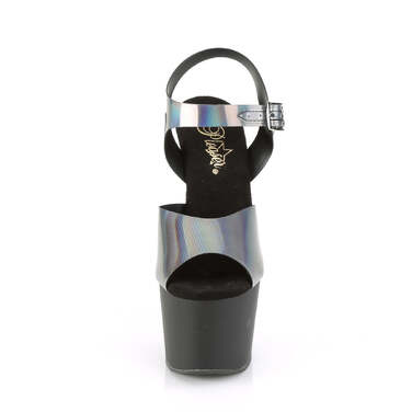 Босоніжки Adore-708N-DT *7 дюймів на підборах, 2 3/4 дюйма з ремінцем на щиколотці, сірі/чорні