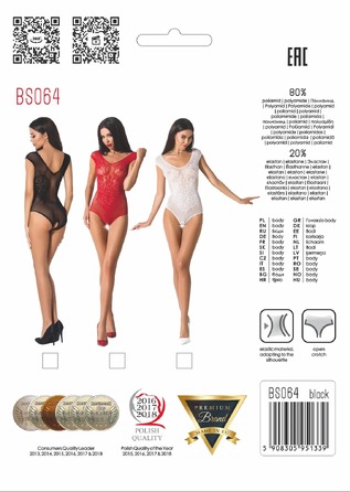 Боді BS064 Passion з ажурними мотивами та відкритим доступом, чорний