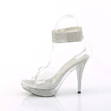 Босоніжки Elegant-442 на підборах 4 1/2 дюйма, босоніжки PF 1 дюйм з манжетою на щиколотці RS, прозорі