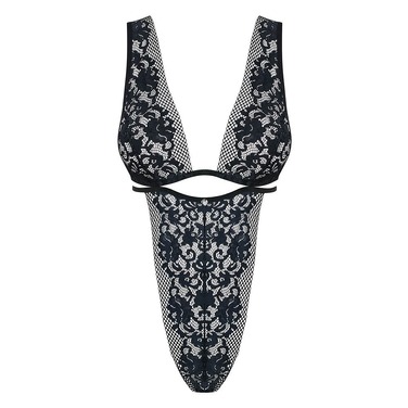 Кружевное боди Obsessive Figurea, черный, S/M