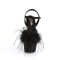 Босоножки Pleaser Adore-709F, каблук 7 дюймов, ремешком на щиколотке шириной 2 3/4 дюйма, с перьями, черная замша