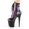 Чоботи Pleaser Flamingo-1020SHG *8-дюймовий каблук, 4-дюймові черевики на шнурівці спереду з PF, блискавка збоку, фіолетові/чорні