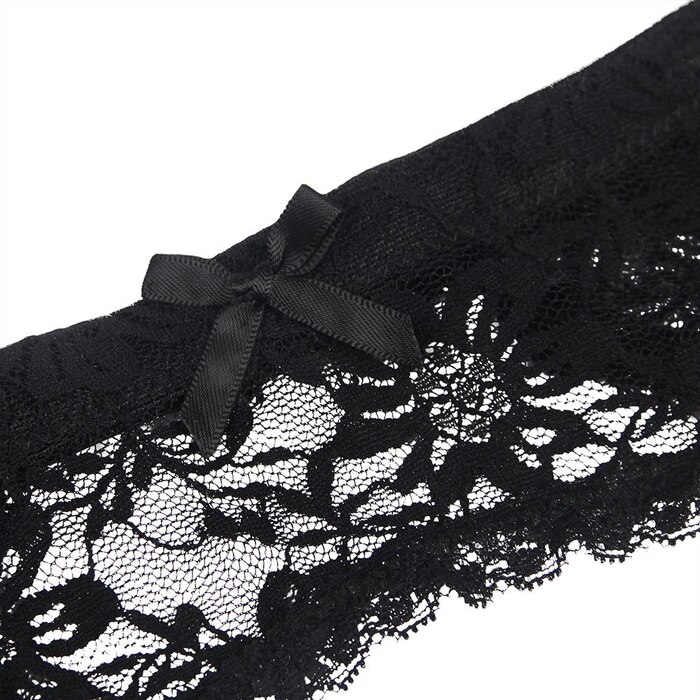 Мереживний пояс для панчіх Star Night з трусиками, чорний